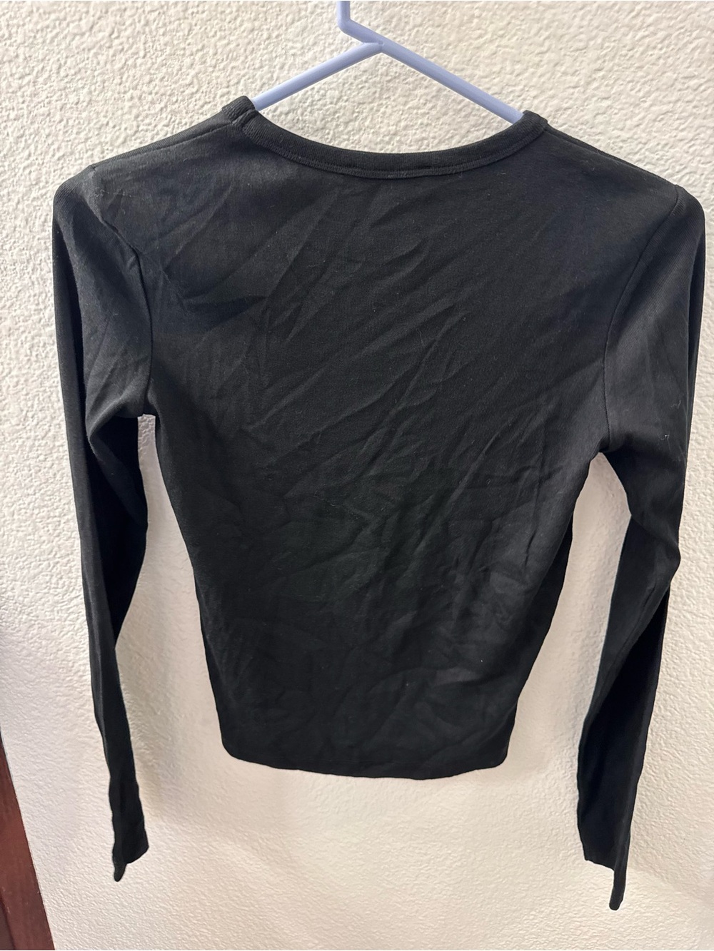 Zara Black Long-Sleeve Slim Crewneck Top - Picture 2 of 3